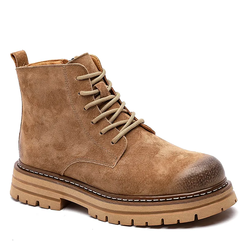 RINODERINA - Botines Casuales Cuero Zapatos Para Hombre Cosidos A Mano