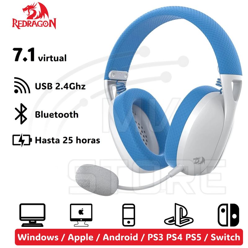REDRAGON - Audífonos Redragon Ire Pro Wireless Blue H848 Color Azul