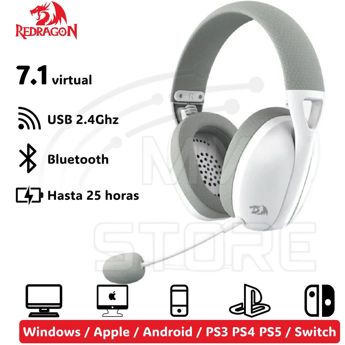 REDRAGON - Audífonos Redragon Ire Pro Wireless Gray H848 Color Gris
