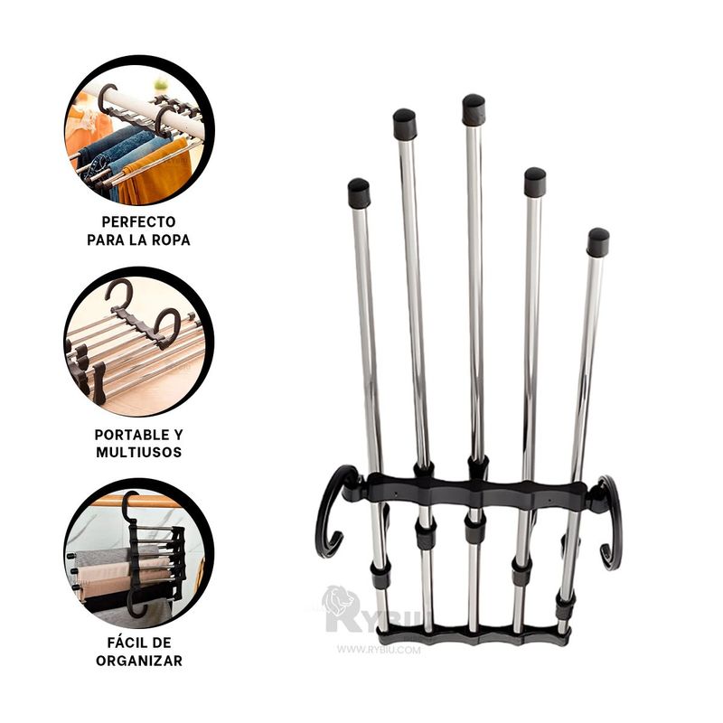 RYBIU IMPORT - Perchas Magicas para Ropa Practico y Ajustable en Negro