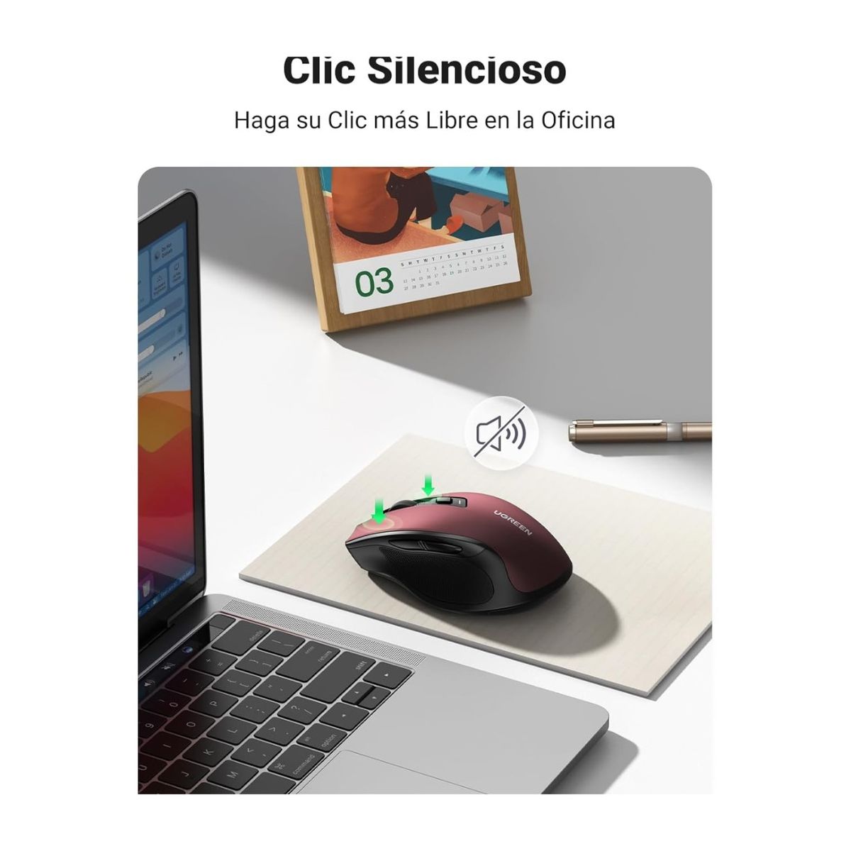 UGREEN - Ugreen Mouse Inalámbrico 2.4GHz / Bluetooth 4000dpi Rojo MU006 - 25752