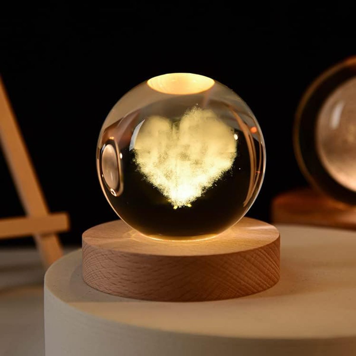 GENERICO - ESFERA DE CRISTAL GRANDE LÁMPARA LED 3D ADORNO CORAZÓN DECORATIVO