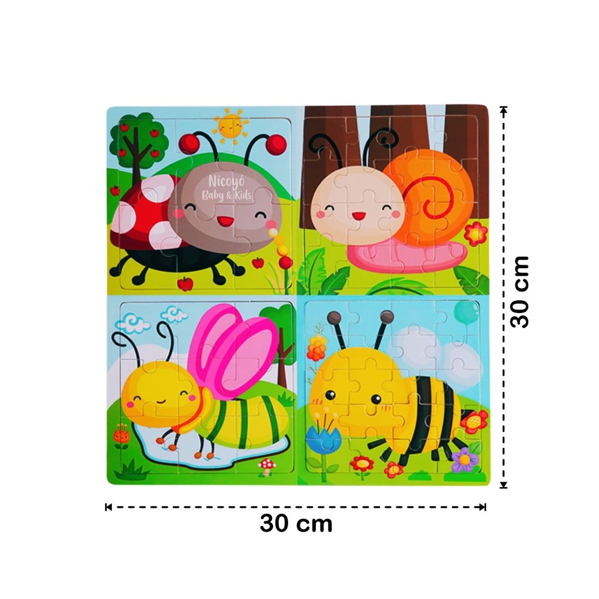 EDUCA - Rompecabezas 4 en 1 de Madera - Animales Invertebrados