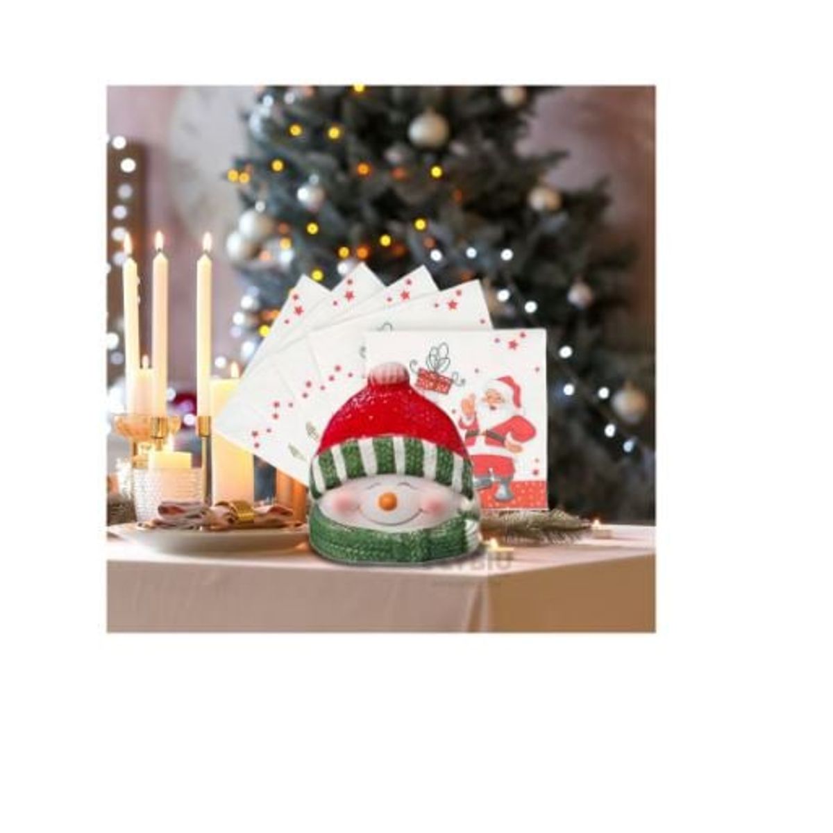 GENERICO - Servilletero Navideño con Diseño de Muñeco de Nieve