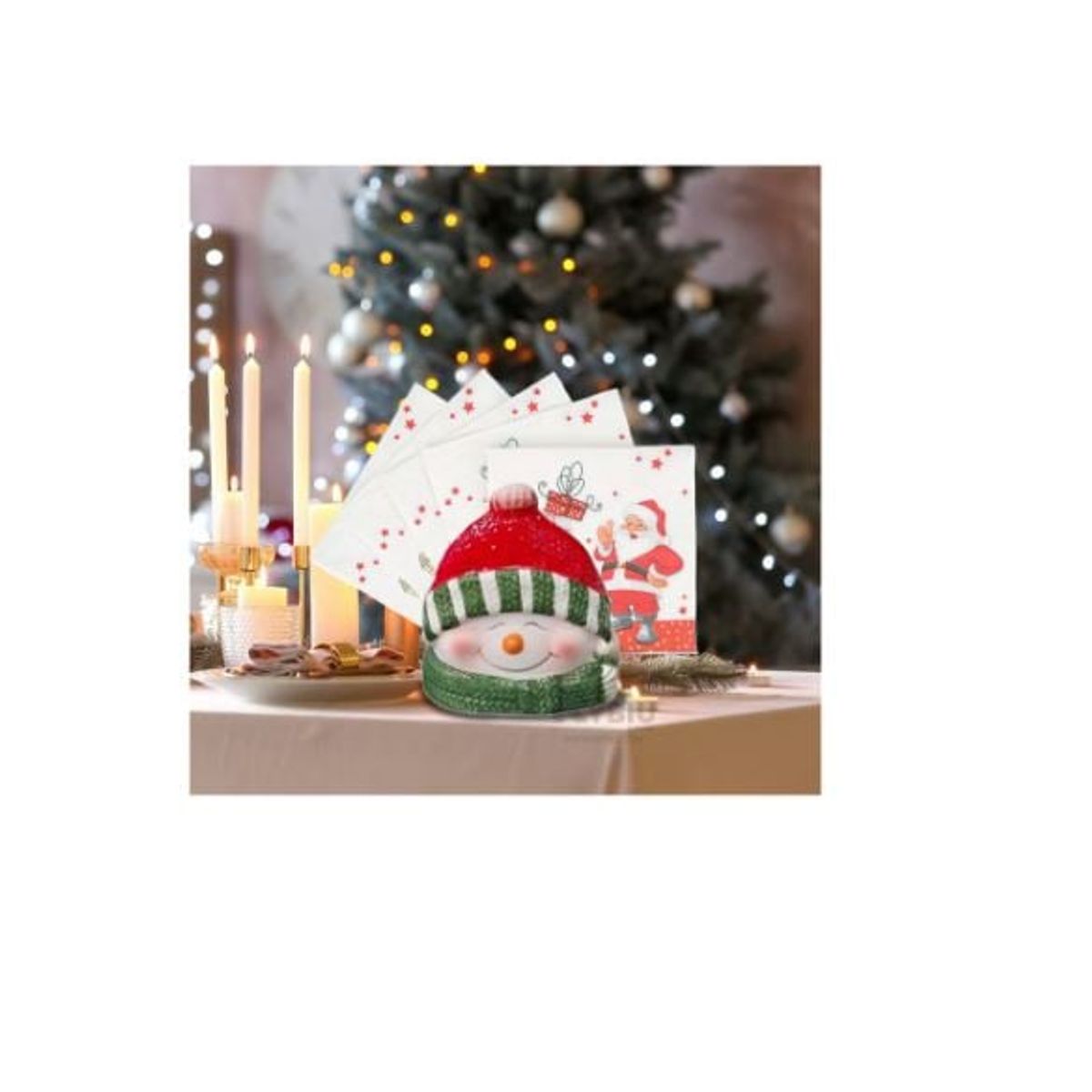 GENERICO - Servilletero Navideño con Diseño de Muñeco de Nieve