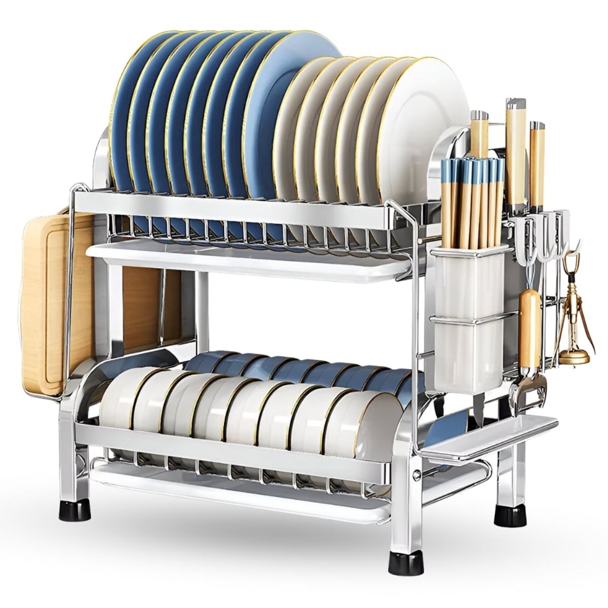 MINARI - Escurridor de Platos Elegante y Moderno para Cocina 19E PLATEADO