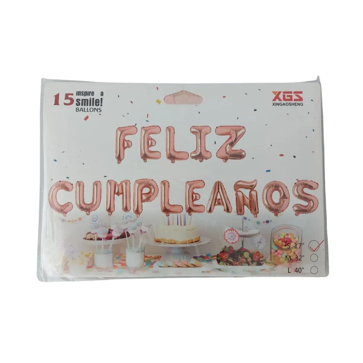 GENERICO - Globos Metalizados Feliz Cumpleaños - Armable Rosado Fiesta