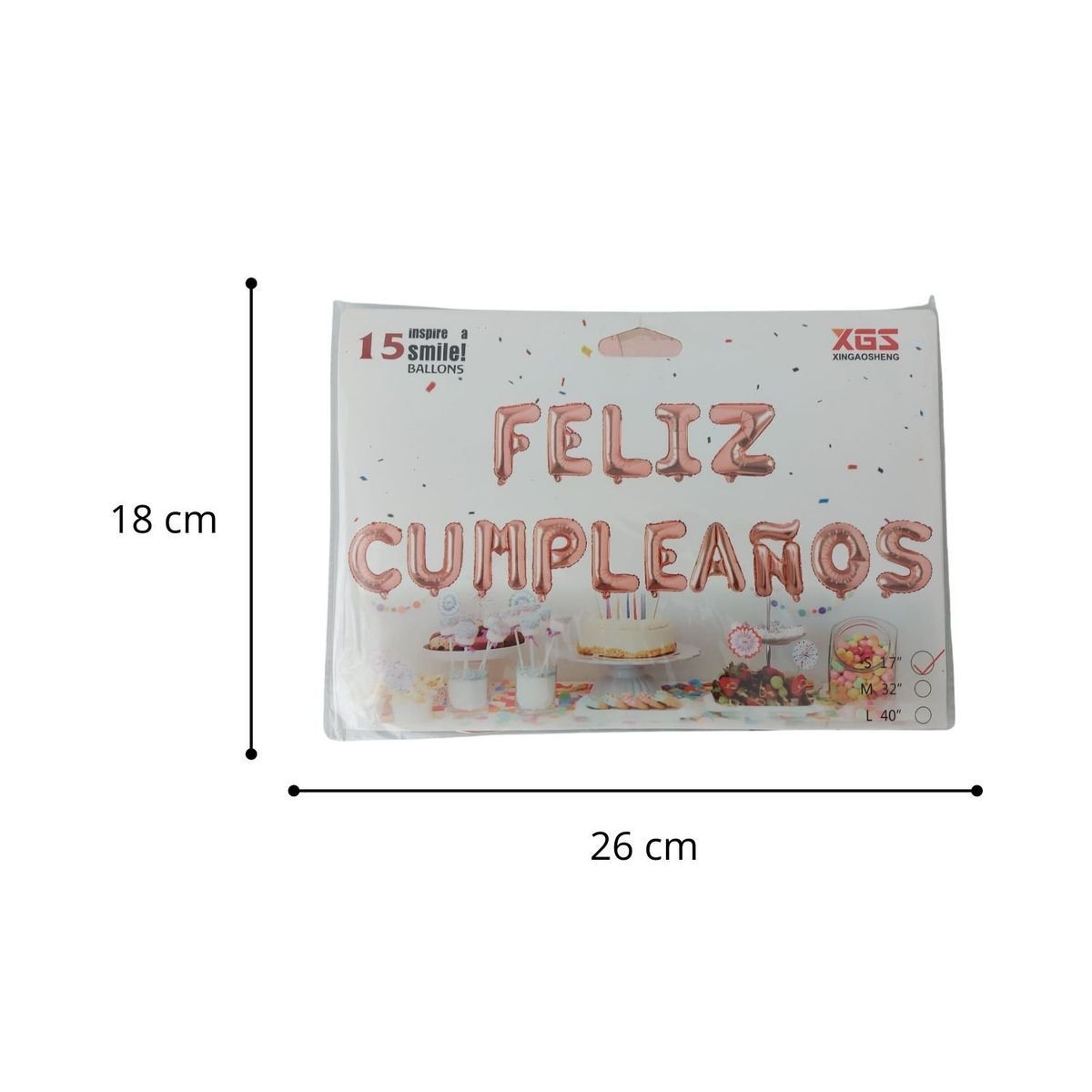 GENERICO - Globos Metalizados Feliz Cumpleaños - Armable Rosado Fiesta