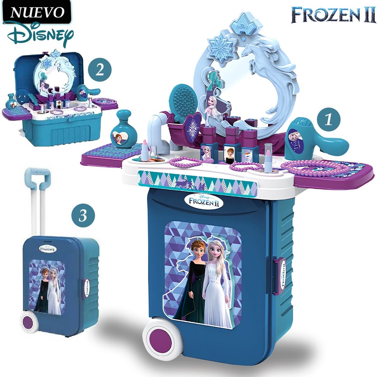 DISNEY - Juguete Set De Belleza y Maleta 3 En 1 Frozen II