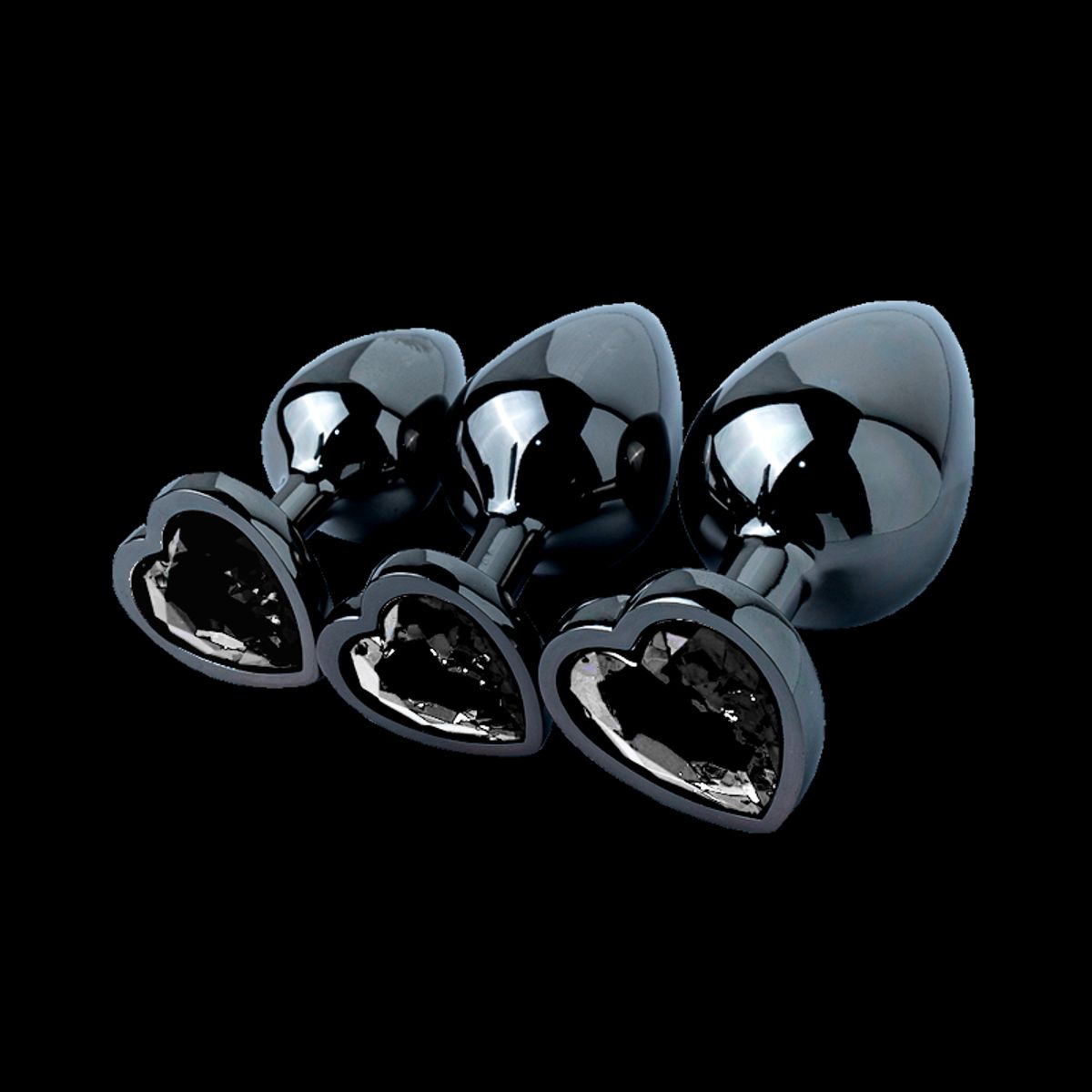 DR PINKY - Plugs Dilatadores Anales Kit de 03 Consoladores Corazón Negro