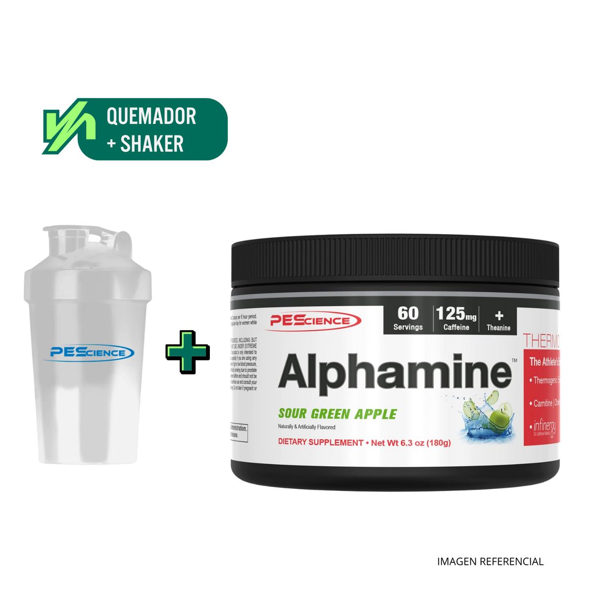 GENERICO - ALPHAMINE - PESCIENCE- 60 SERV - MANZANA VERDE + SHAKER
