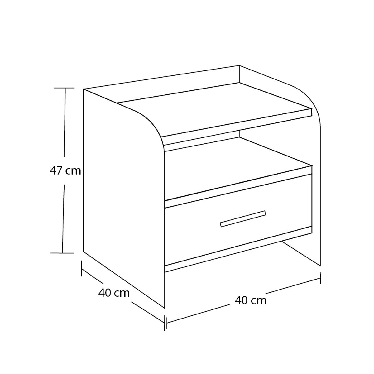 GENERICO - Velador Atenas 1 Cajón - Gris y Blanco