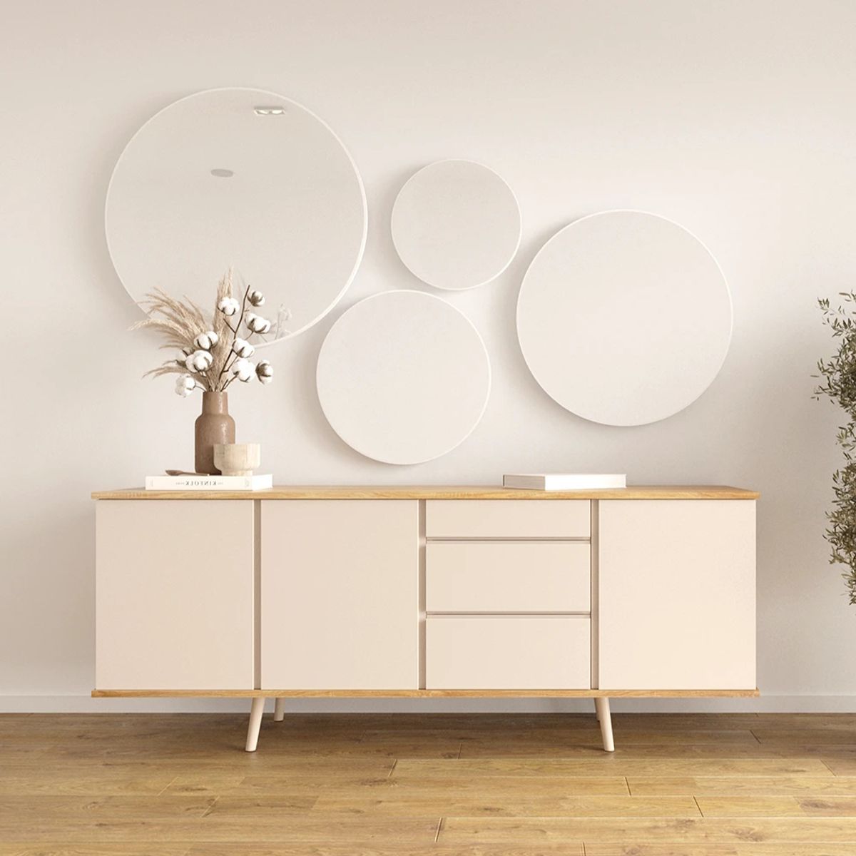 GENERICO - Aparador de Melamina Rectangular Lyon 3 Puertas - Vintage