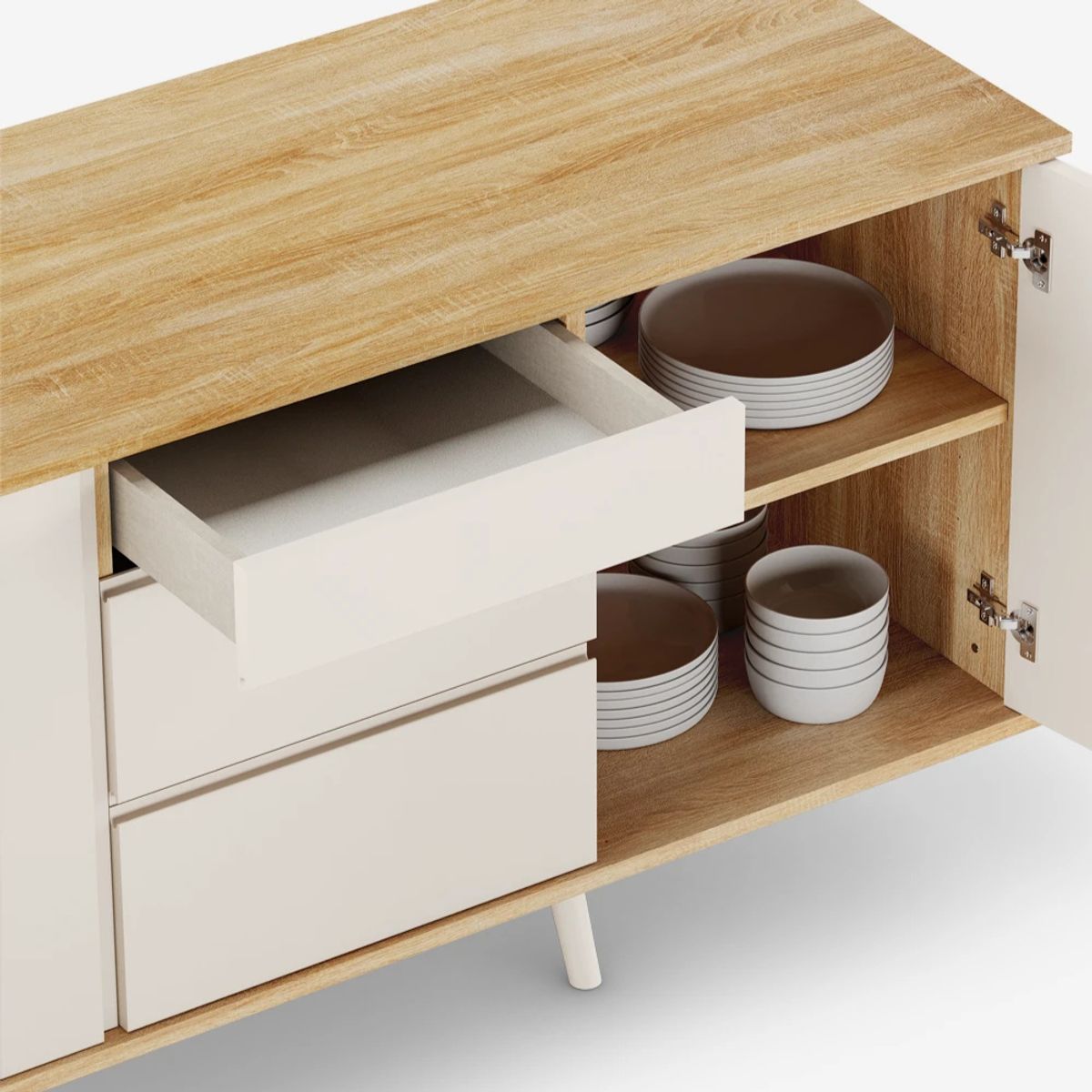 GENERICO - Aparador de Melamina Rectangular Lyon 3 Puertas - Vintage