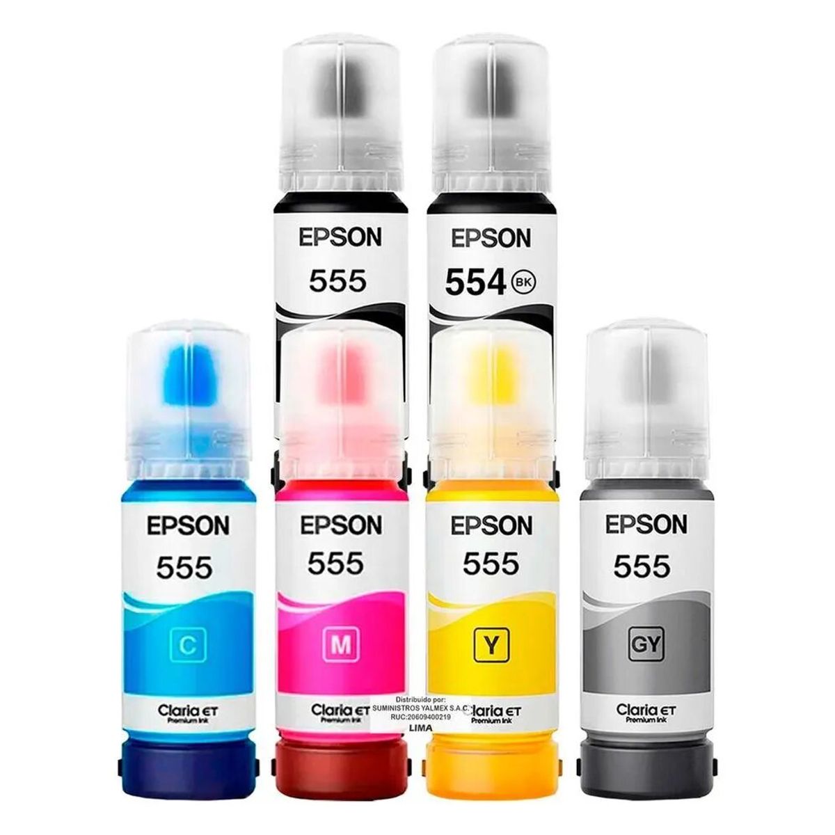 EPSON - Pack Tinta Epson T555 T554 Colores y Negro Para L8160 L8180 ORIGINAL