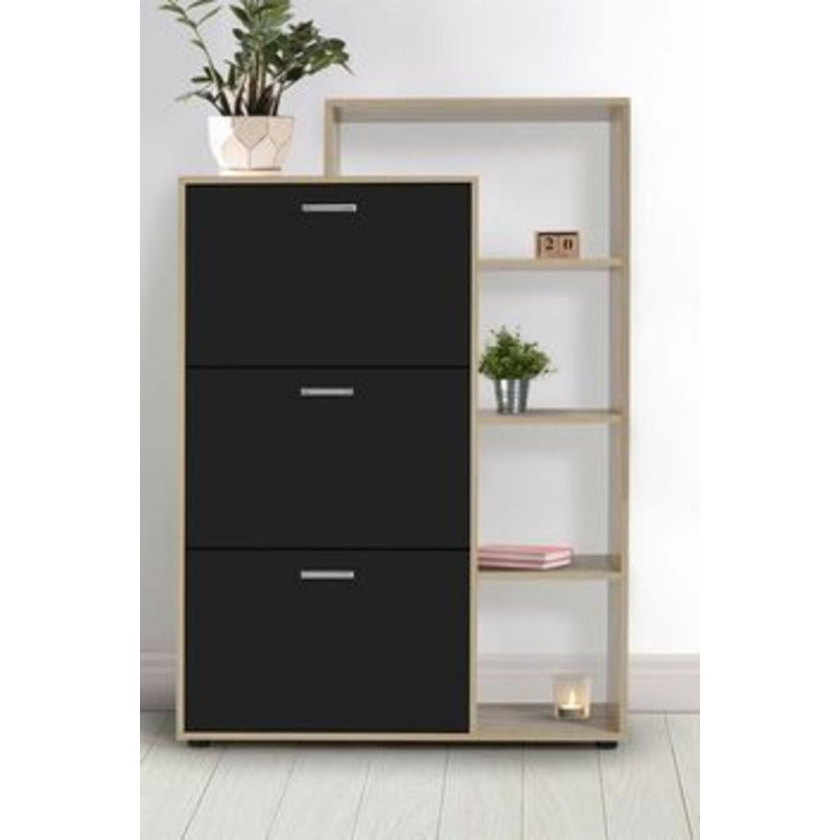 GENERICO - Zapatera Moderna Minimalista Adan color Negro R&R Muebles