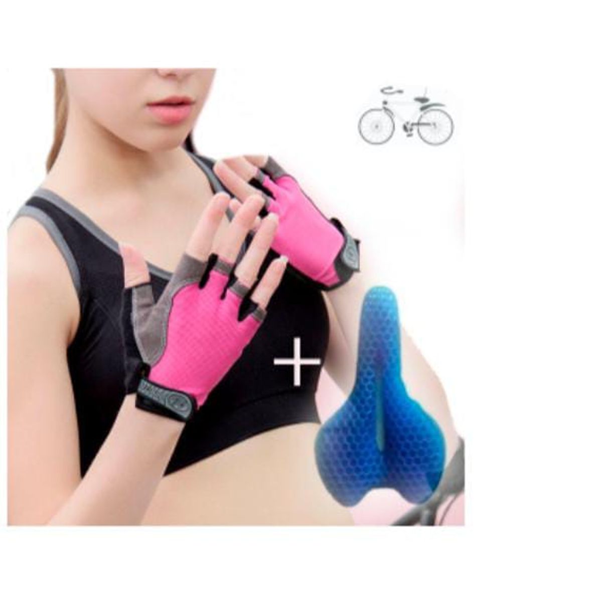 GENERICO - Pack 1 par guantes ciclista + 1 asiento gel