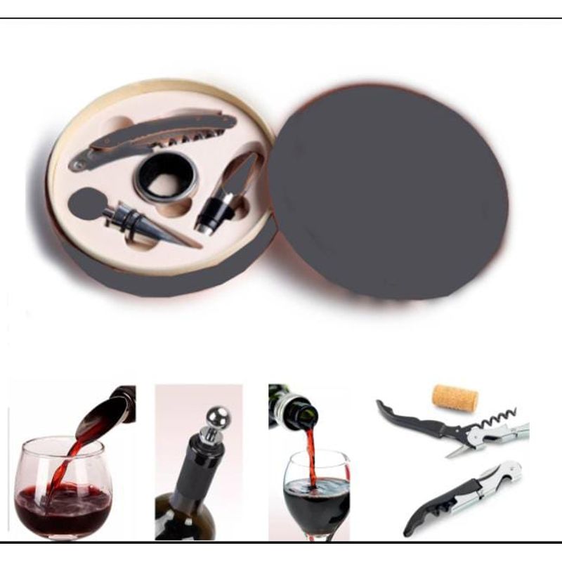 GENERICO - Kit para Vino 5 piezas Negro