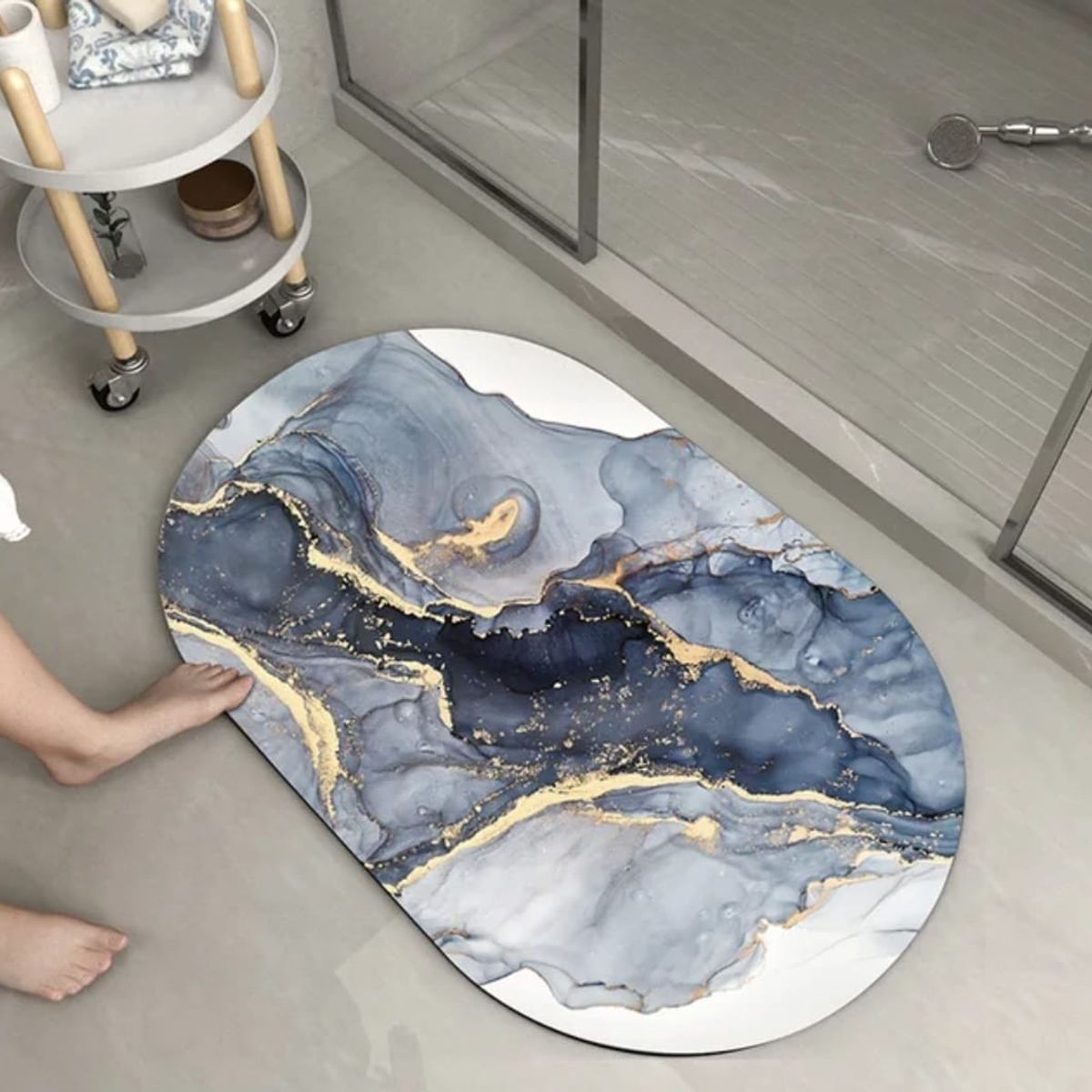 GENERICO - Alfombra de Baño Antideslizante para Piso Negro con Blanco