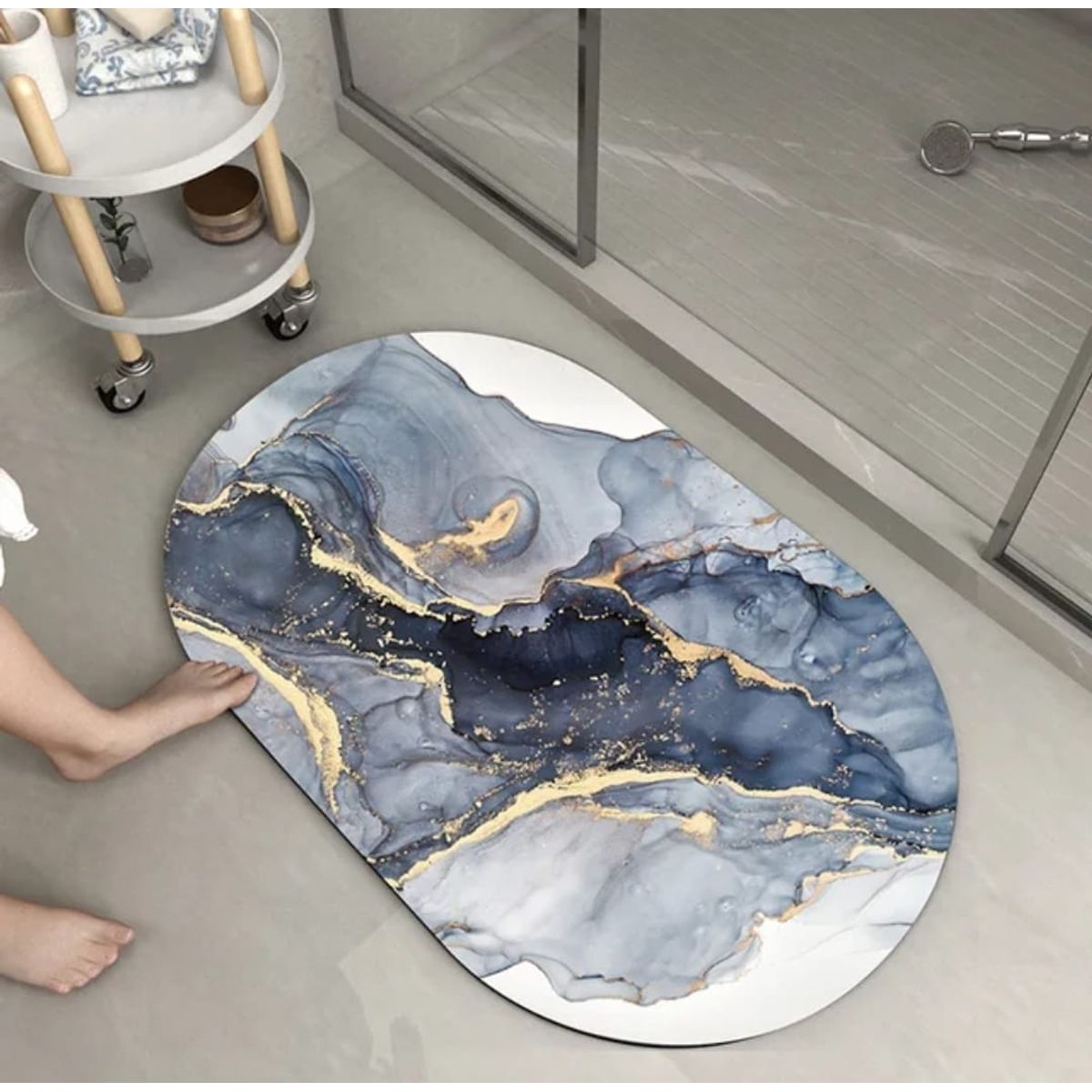 GENERICO - Alfombra de Baño Antideslizante para Piso Negro con Blanco