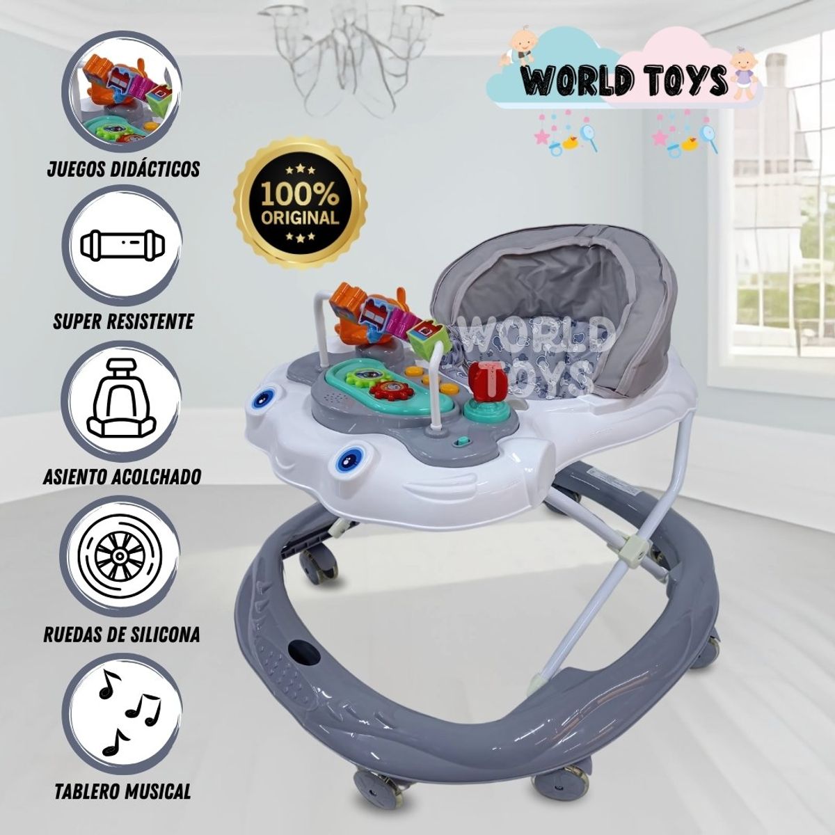 BABY - Andador con Tablero Musical «CRECELIE» Gray