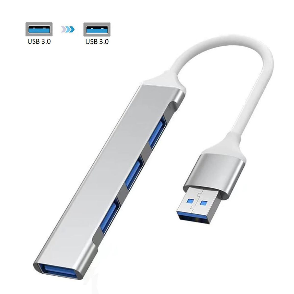 OEM - Adaptador Hub ALUMINIO USB 3.0 a 4 Puertos USB 3.0