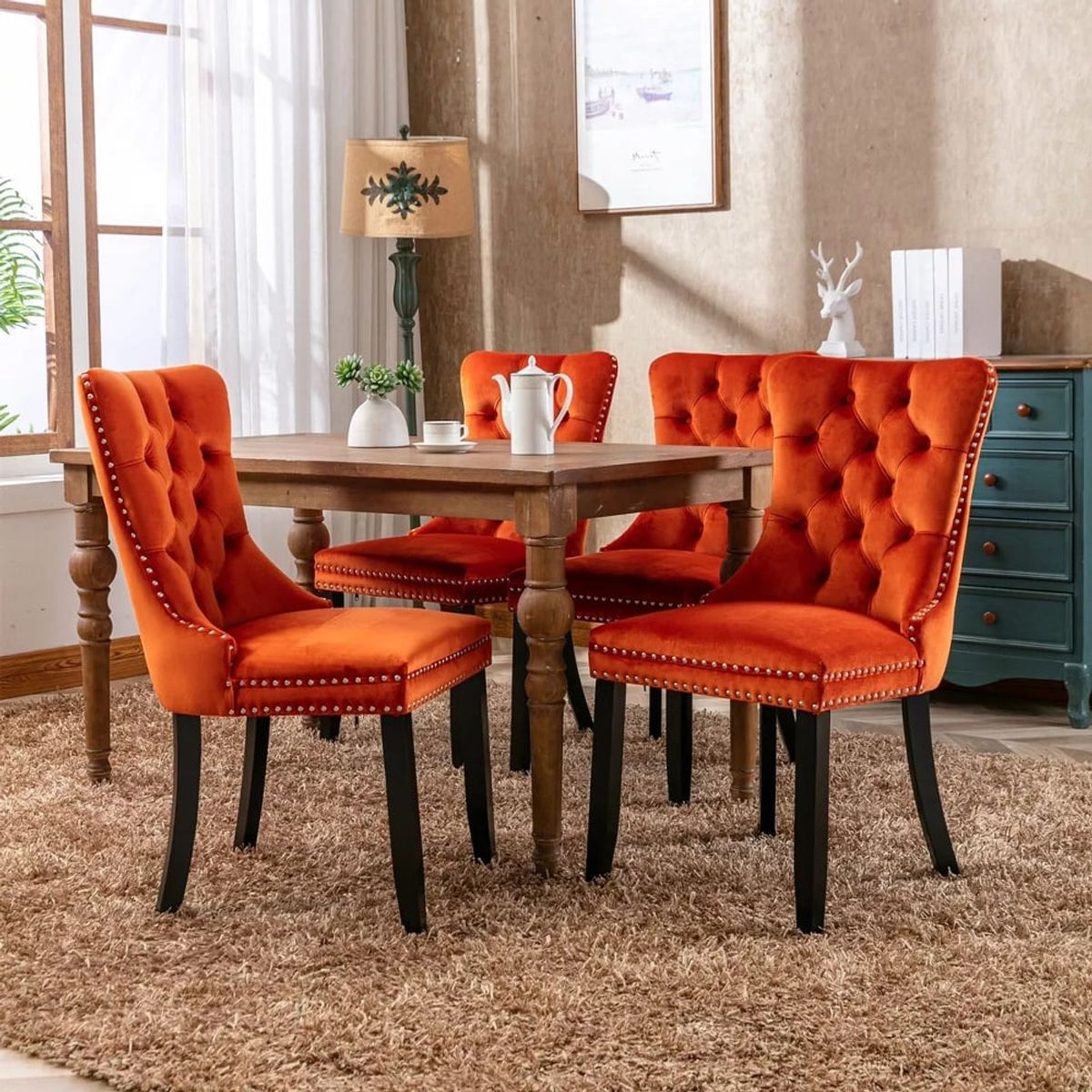 DMUEBLES - DM Comedor 4 sillas Italy - Naranja