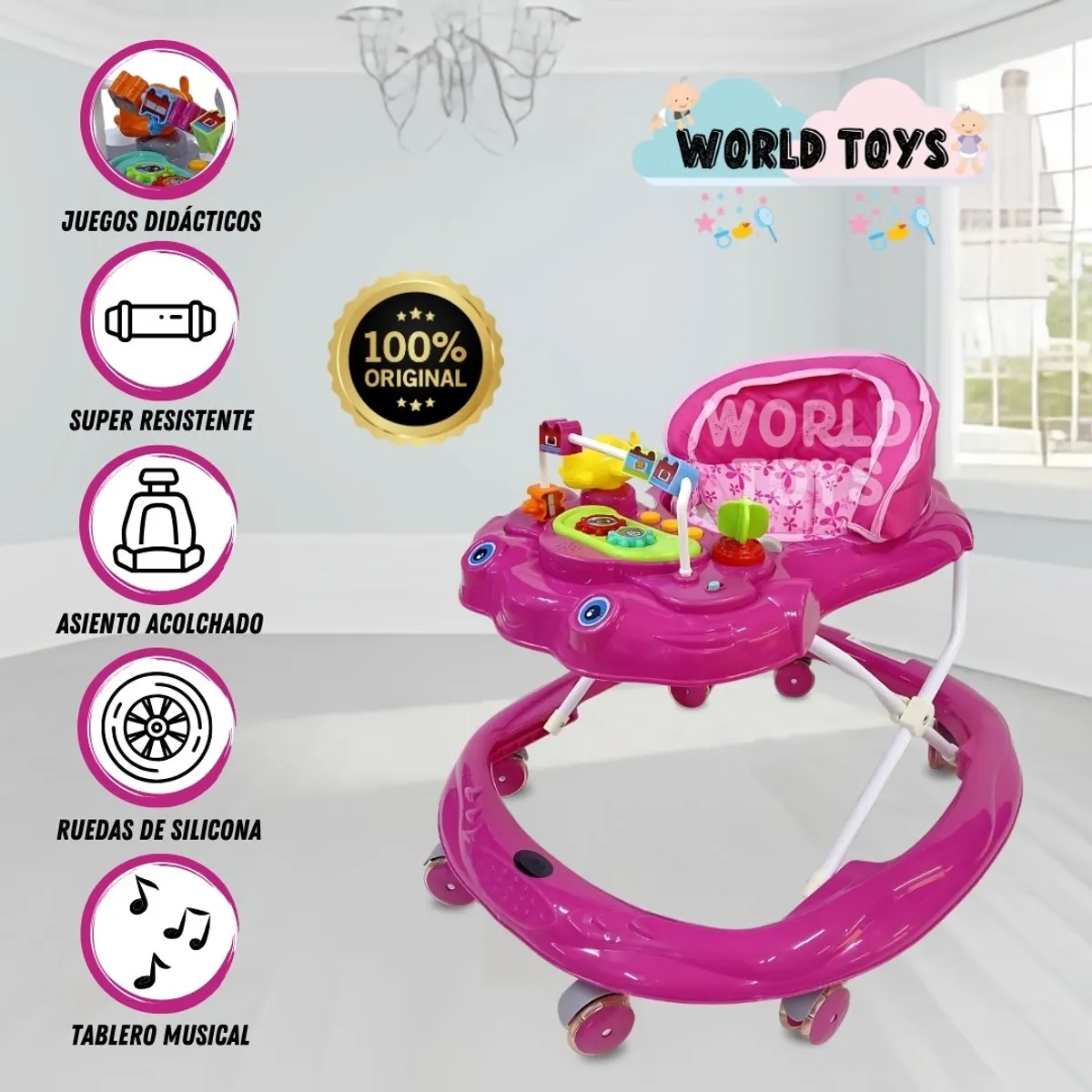 BABY - Andador con Tablero Musical «CRECELIE» Pink