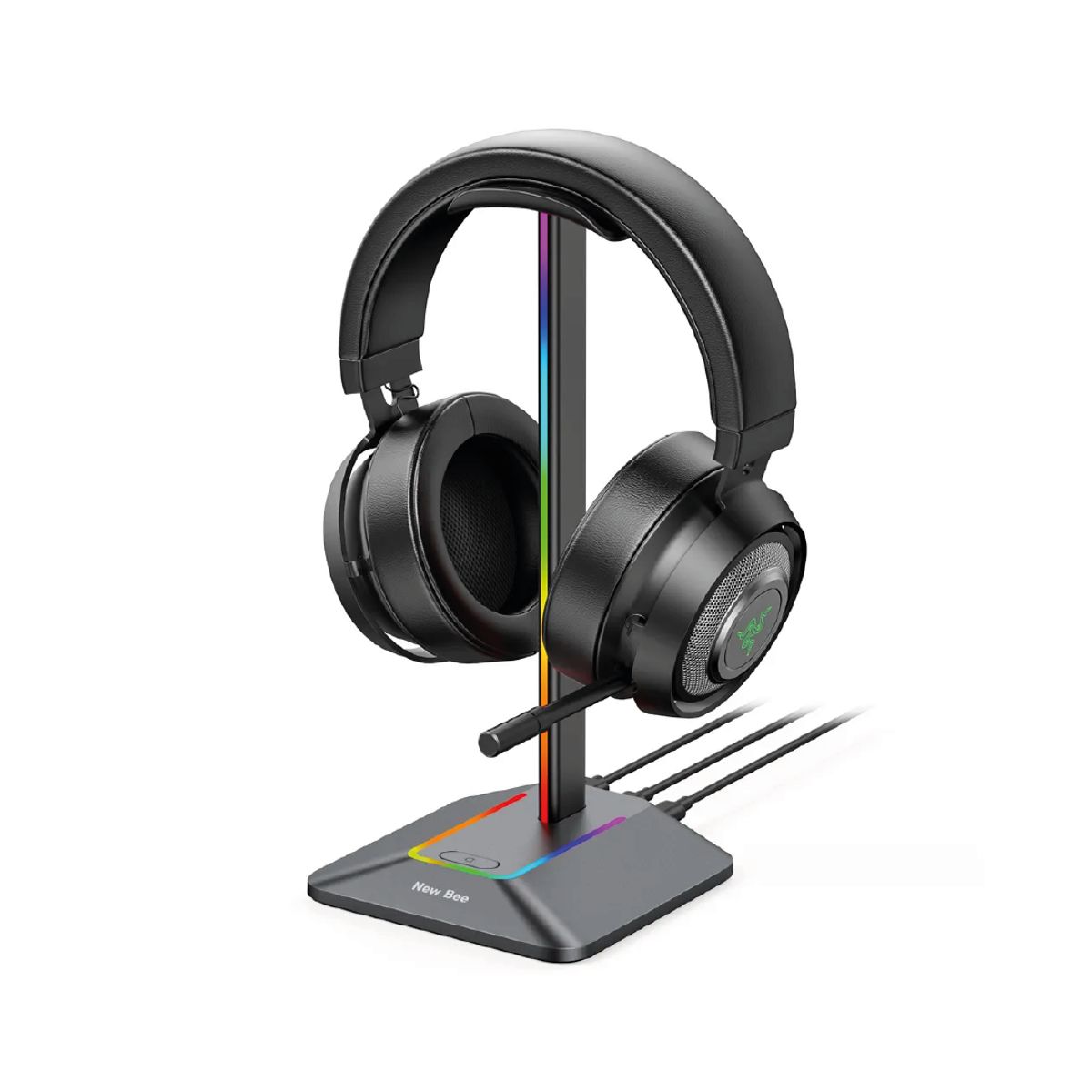 S&T - Soporte cargador de Aluminio RGB para audífonos SP-Z8 doble puerto USB