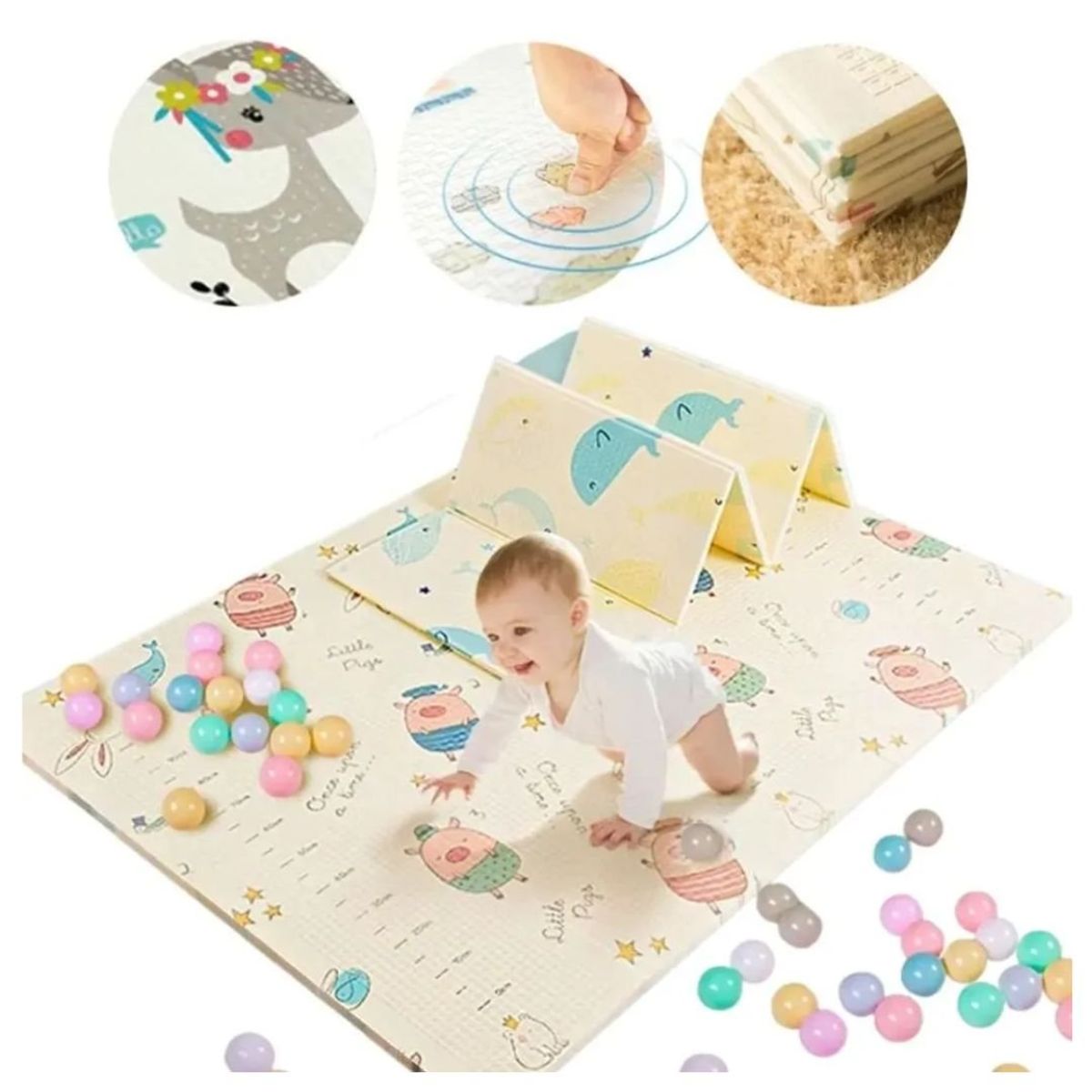 GENERICO - Piso Alfombra Reversible Plegable Para Bebes 200x180cm