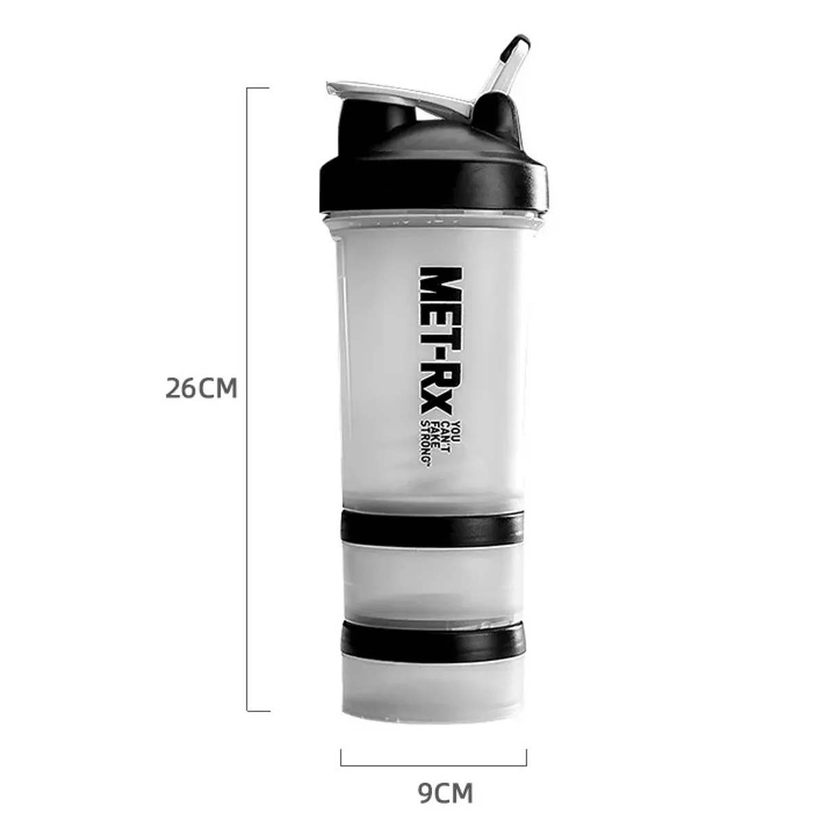 GENERICO - Tomatodo Shakers Transparente con dispensador vitamínico 3 Piezas