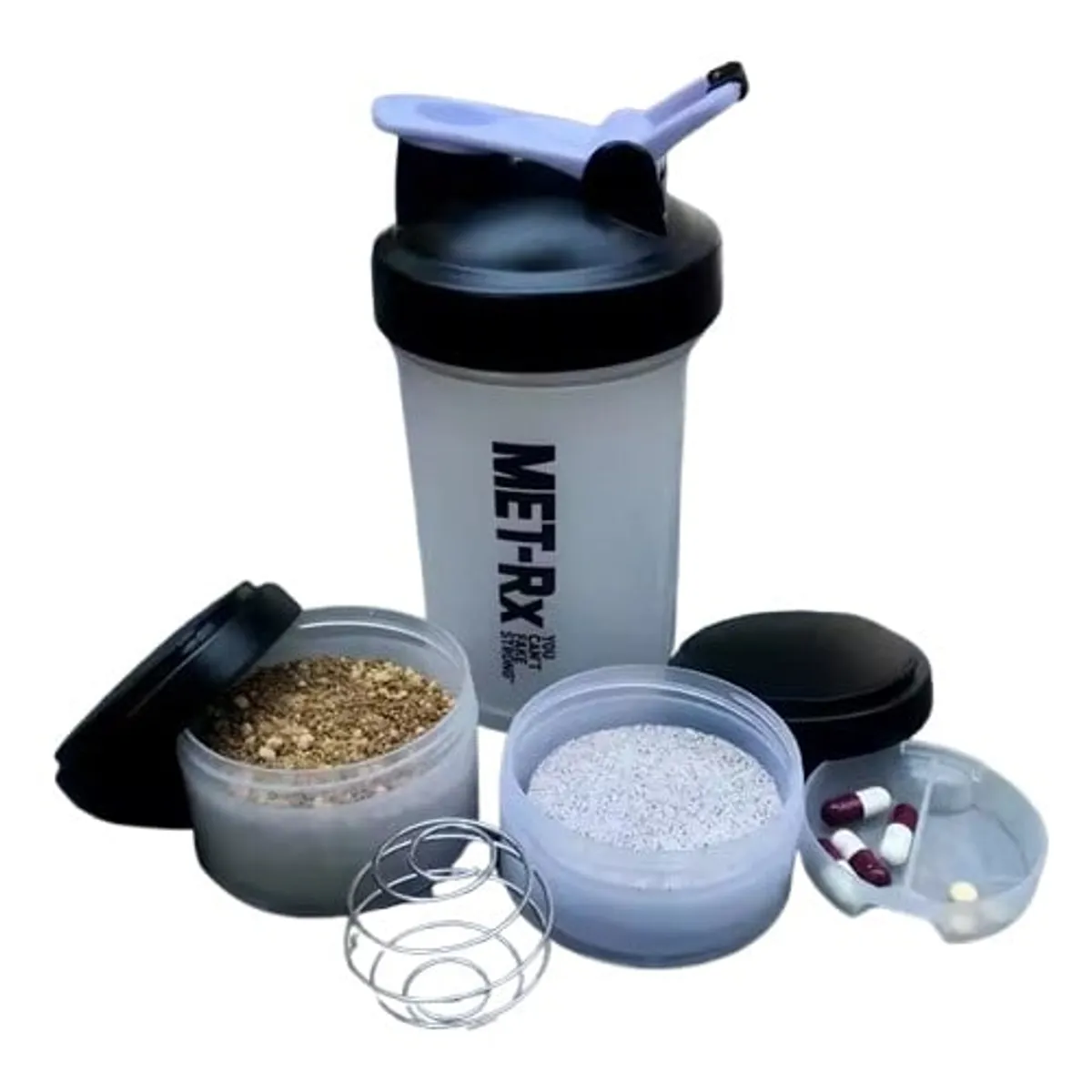 GENERICO - Tomatodo Shakers Transparente con dispensador vitamínico 3 Piezas