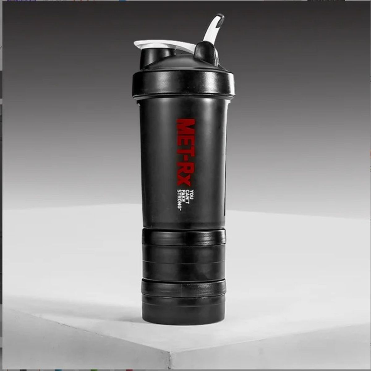 GENERICO - Tomatodo Batidor Shakers con dispensador vitamínico 3 Piezas Negro