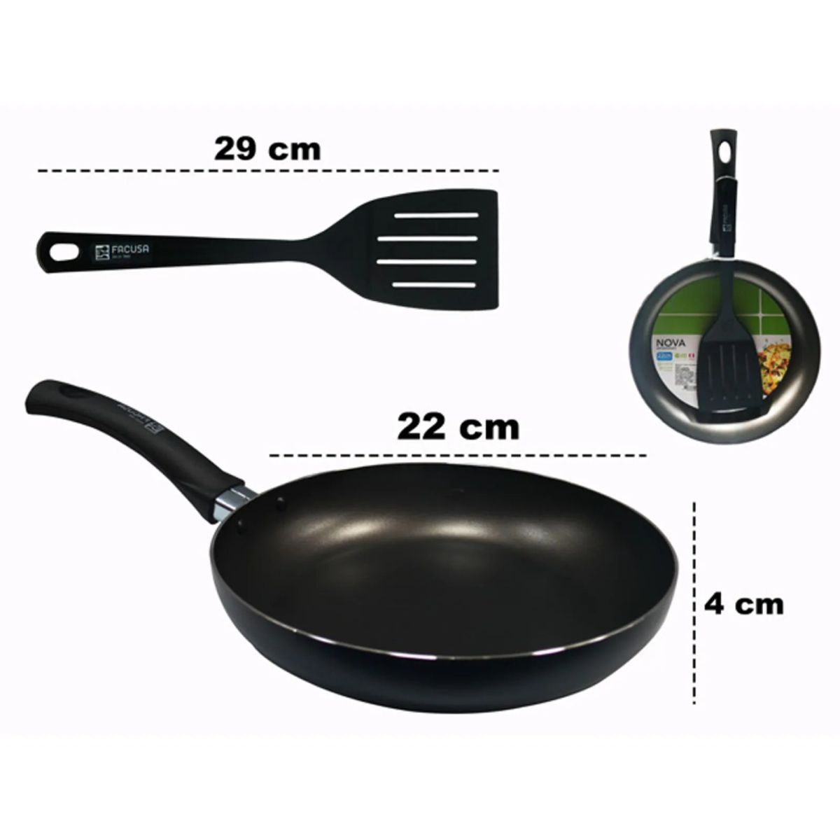 FACUSA - Sarten Antiad. Nova 18Cm +Espat. Nylon 4 - Facusa 75254019