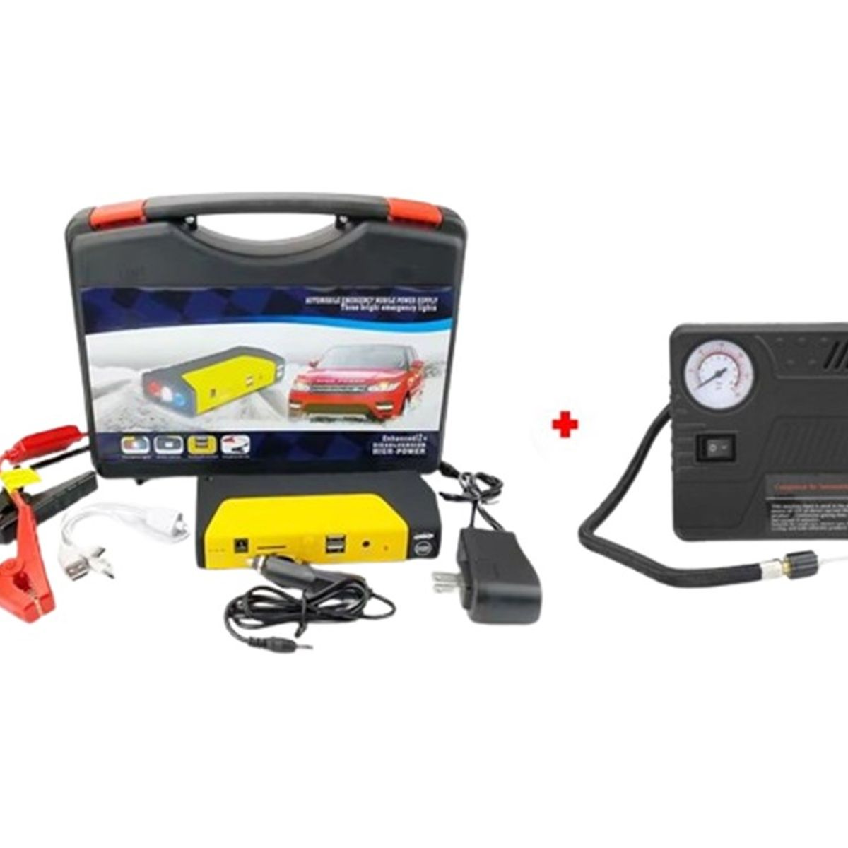 PREMIUM - Arrancador De Auto Inalambrico 50800mah cargador portatil + Compresora Inflador de Llantas