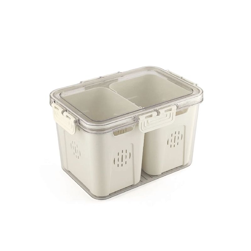 S&T - Organizador de Alimentos rectangular con tapa FB-02 Blanco+transparent