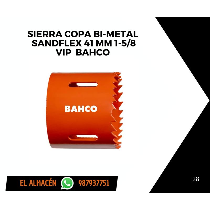 BAHCO - SIERRA COPA BAHCO BIMETAL DE 1 - 5/8" PULGADAS (41 MM)