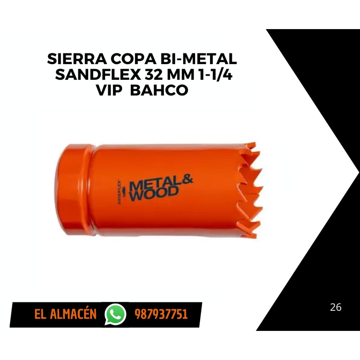 BAHCO - SIERRA COPA BAHCO BI METAL DE UNA PULGADA Y UN CUARTO 1-1/4 32 MM