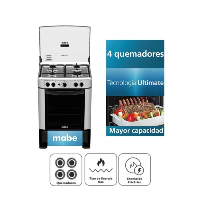MABE - Cocina Mabe CMP6014AG0 4 Hornillas Grafito  Inoxidable
