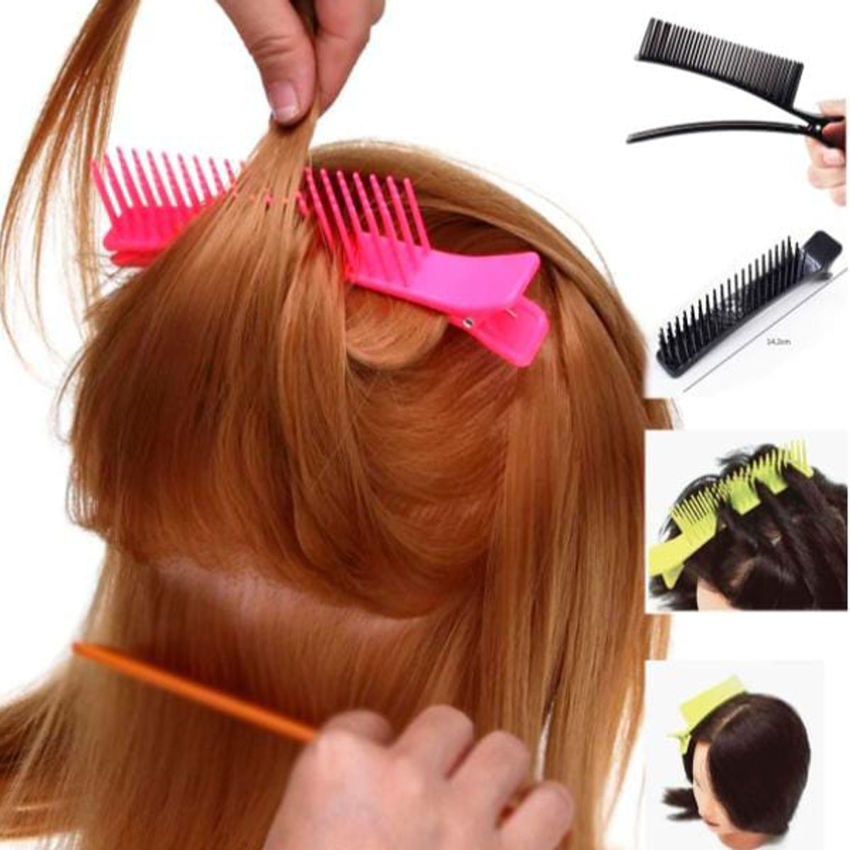 GENERICO - Set de 3 Peine click de peluqueria para peinados