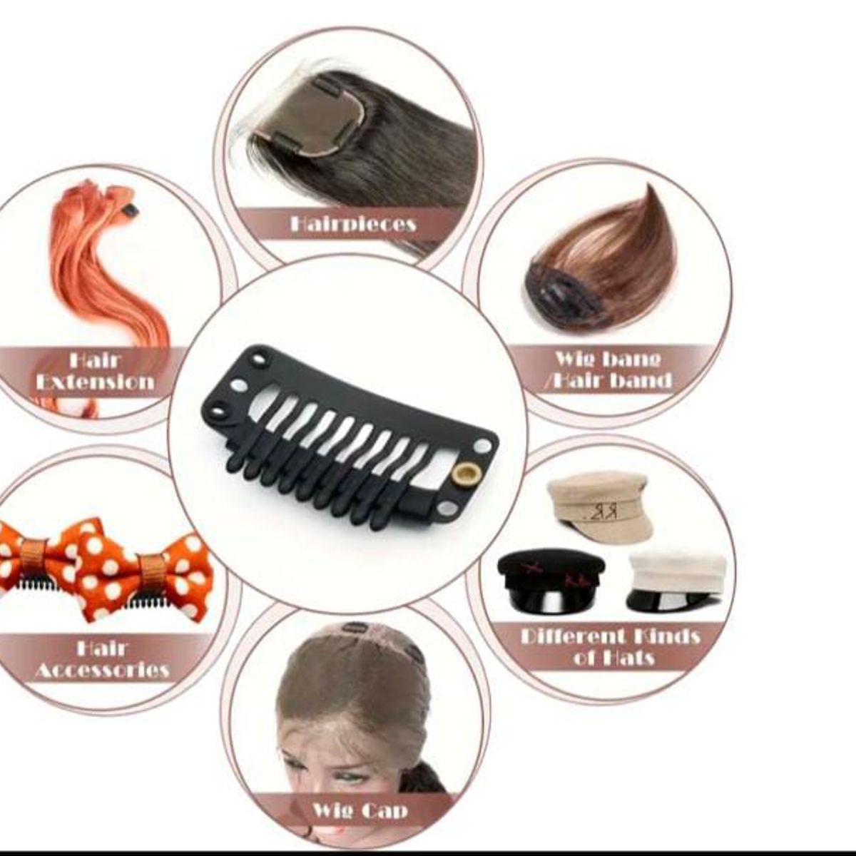 GENERICO - Set de 6 click para extensiones de cabello y accesorios imperceptible