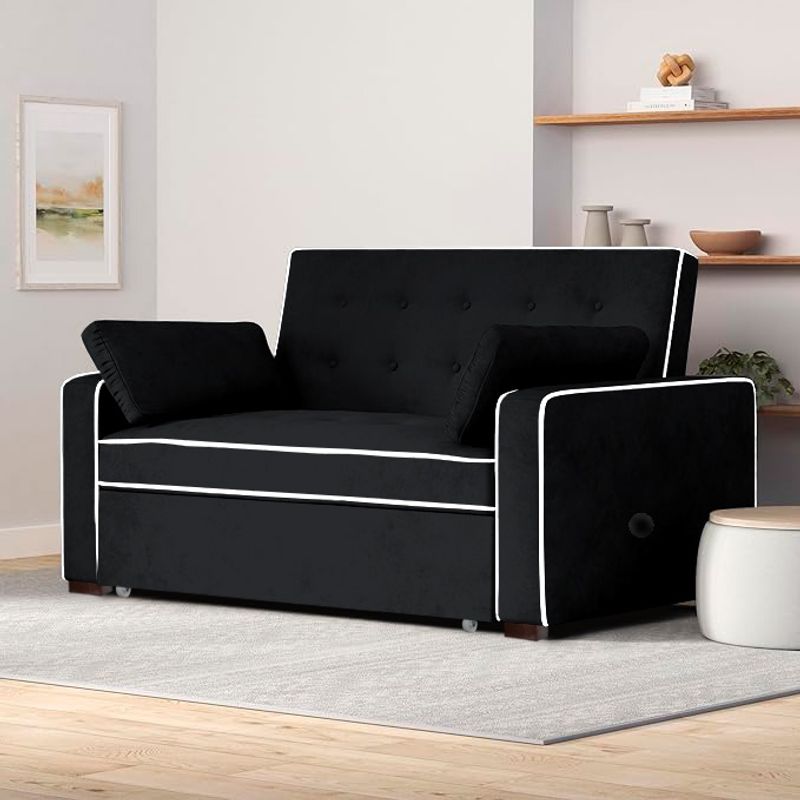 BARAKA HOME - Sofá Cama Hisar con 2 Almohadas 1.5 Plz - Negro