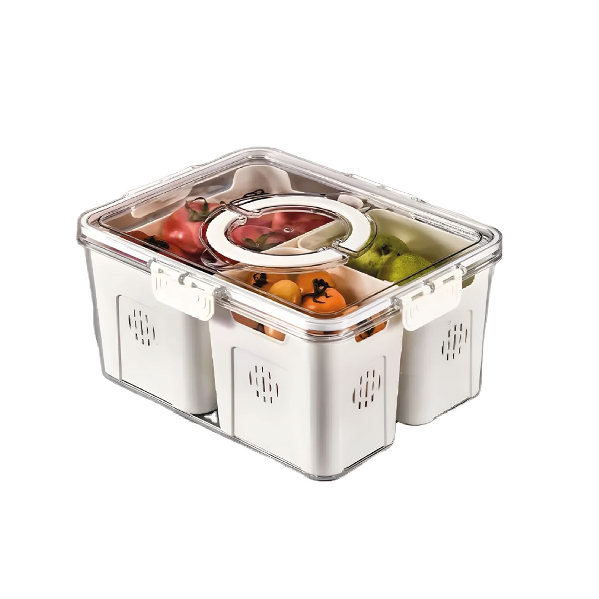 S&T - Organizador para alimentos 4 compartimentos con asa FB-04 - Blanco