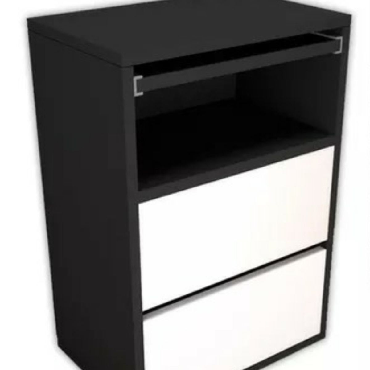 GENERICO - Velador con Bandeja Carlo color Negro con Blanco R&R Muebles