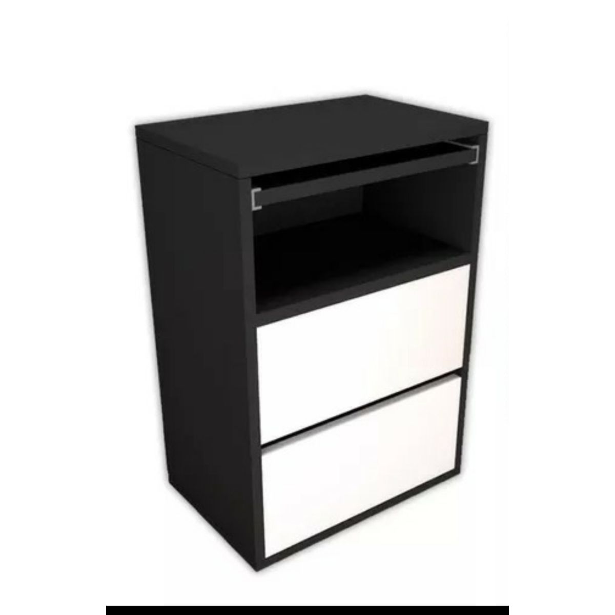 GENERICO - Velador con Bandeja Carlo color Negro con Blanco R&R Muebles