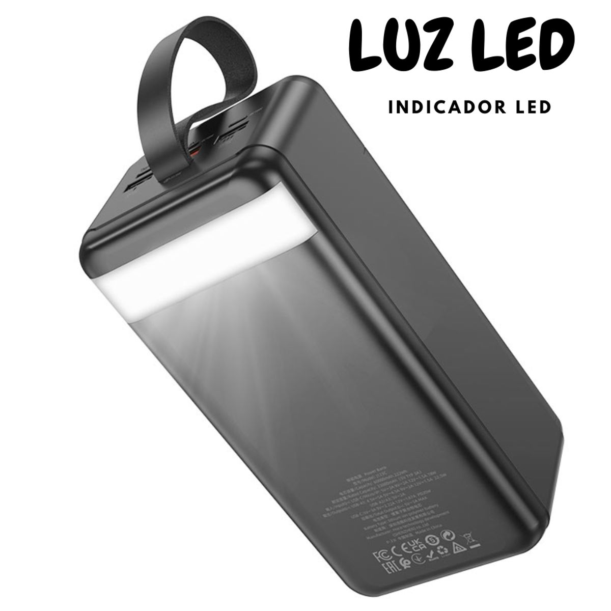 HOCO - Power bank Carga rápida HOCO J123C con linterna LED 60000 mAh