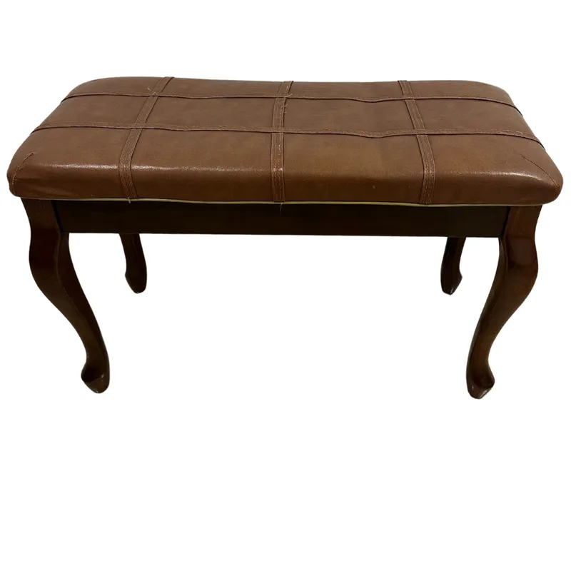 GENERICO - BANQUETA DE MADERA ACOLCHONADO DE CUERINA COLOR MARRON