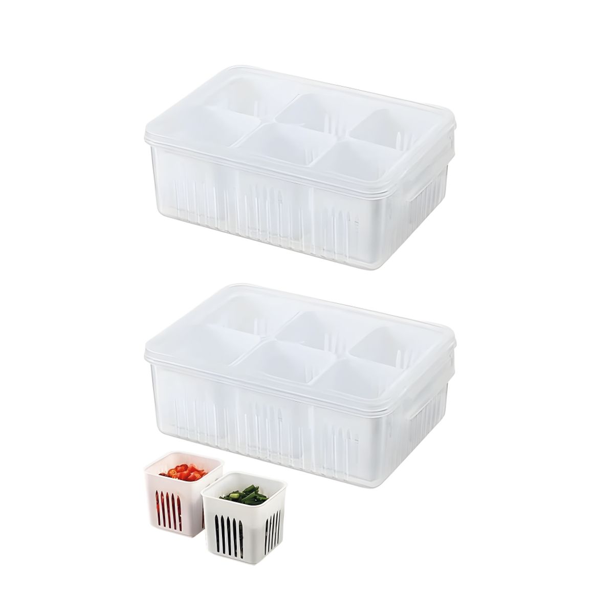 S&T - Organizador de alimentos 6 en 1 FB-06 contenedores multiusos - Blanco