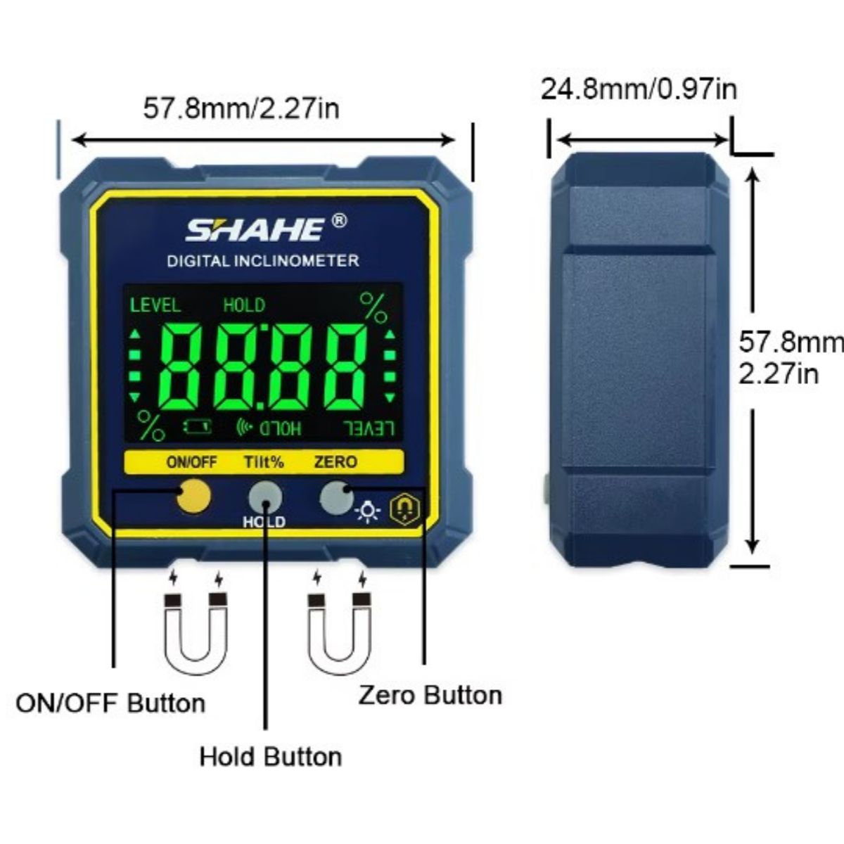 GENERICO - Inclinómetro Digital de Base Magnéticos SHAHE
