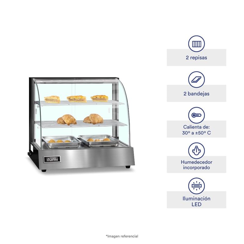 ILUMI - VITRINA CALIENTE ILUMI 2 BANDEJAS